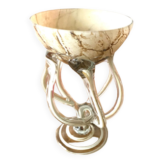 Coupe vase meduse Josefina Krosno art verre polonais verrerie antique ancien