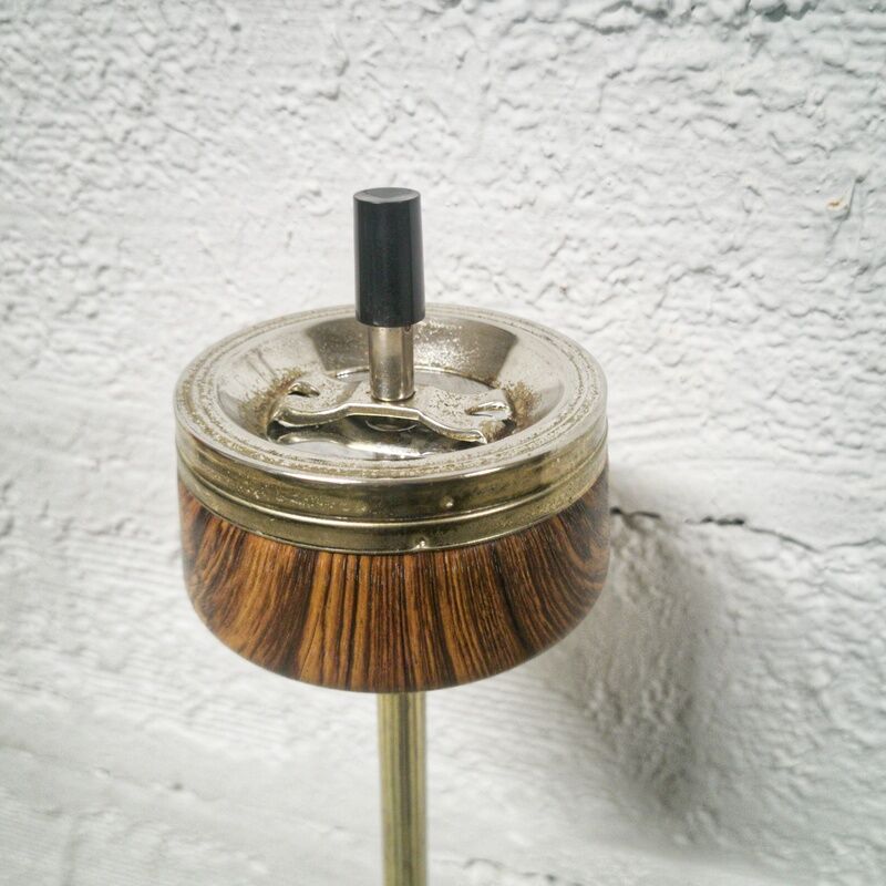 Ashtray on foot metal wood effect