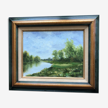 Oil on canvas: riverside