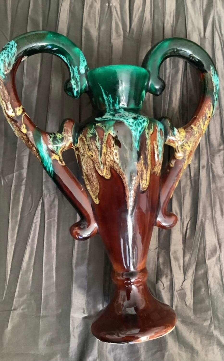 Vallauris Vase Vintage 2 handles Height 33 cm