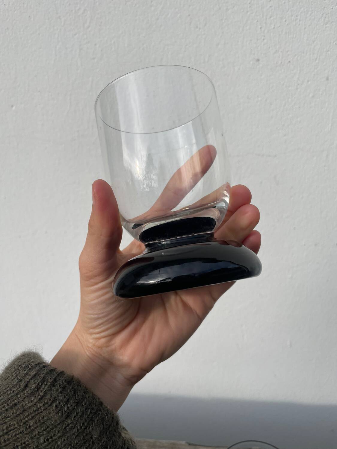 4 black water glasses 1990