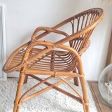Pair of vintage rattan armchairs circa the 1970s.