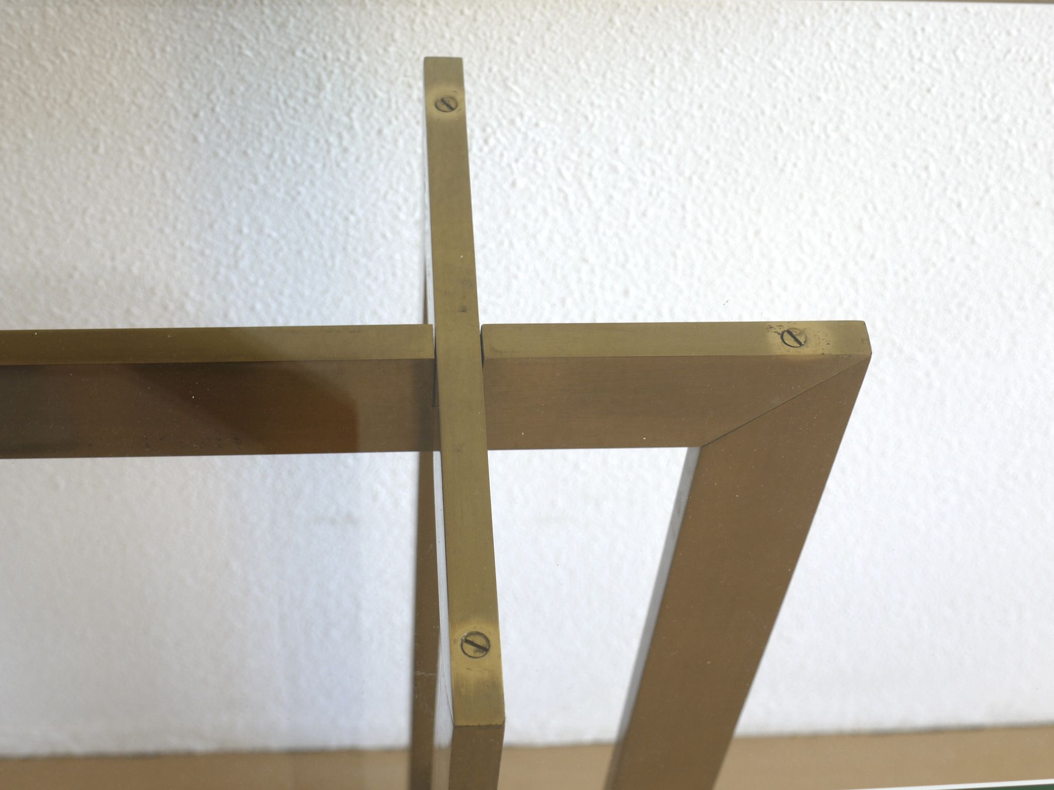 Modernist brass and glass console table & mirror. 1970s