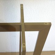 Modernist brass and glass console table & mirror. 1970s