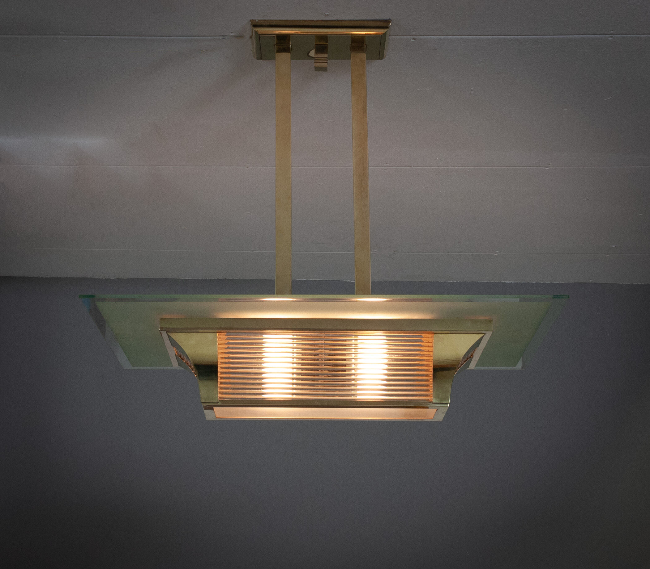 Brass art deco Atelier Petitot ceiling light