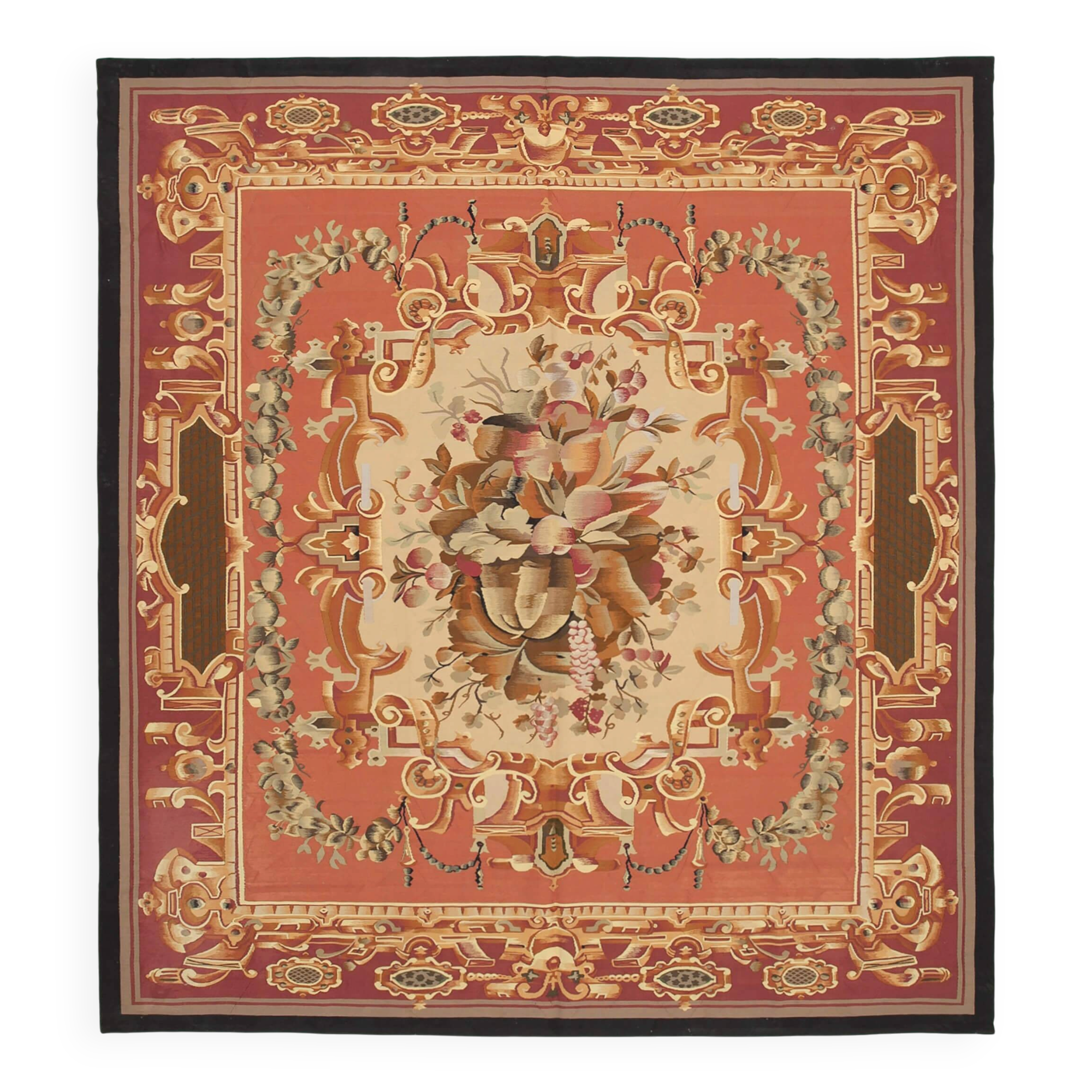 Handmade European Vintage Aubusson Kilim 303 cm x 331 cm