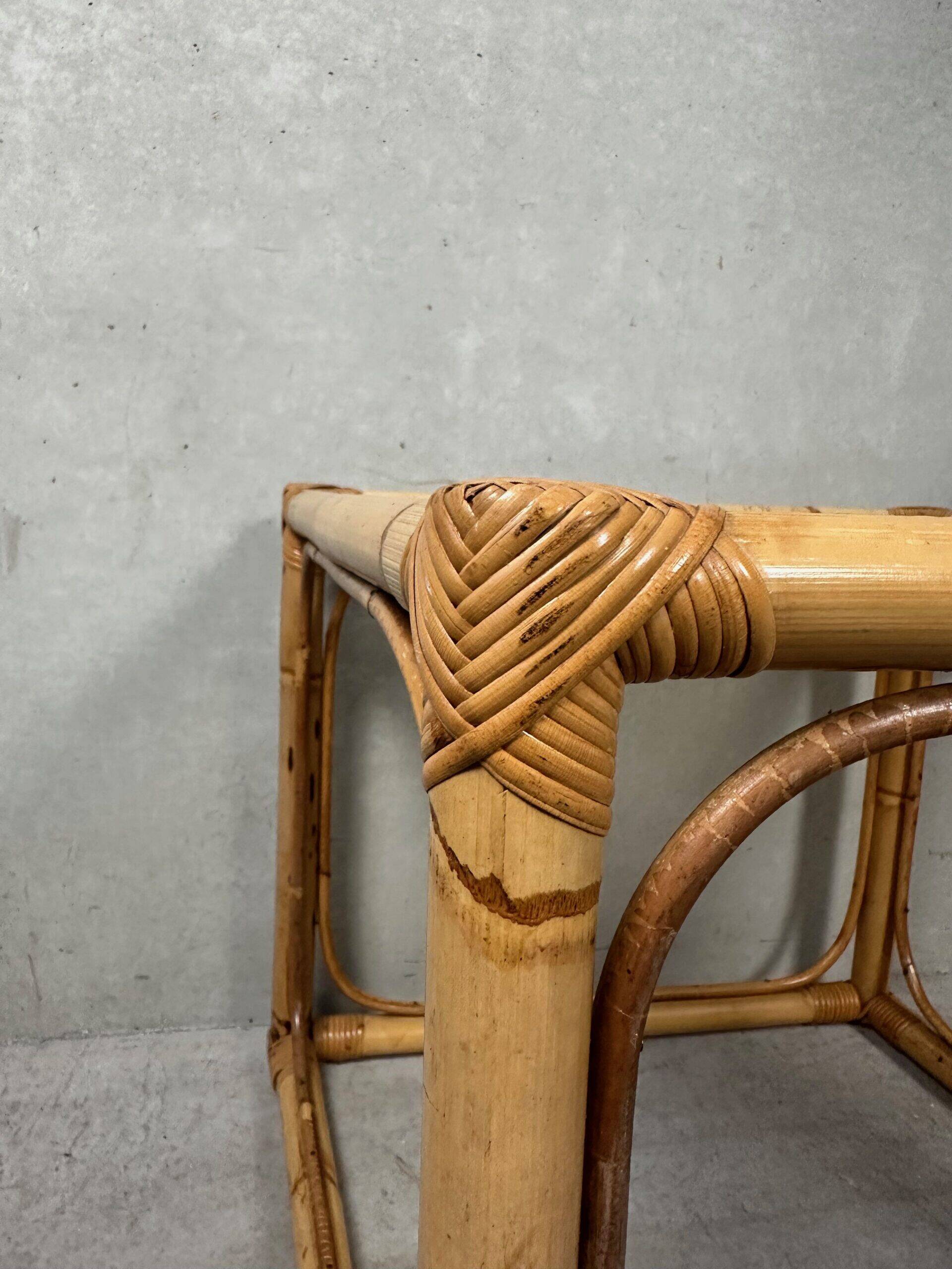 Vintage side table – bamboo and glass