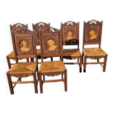 6 chaises bretonne Poulgozic en bois sculpté