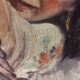 Portrait painting woman gypsy oil 30s signed