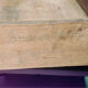 Wood and aubergine bedside table