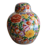 Large Chinese ginger jar with multi-colored porcelain lid