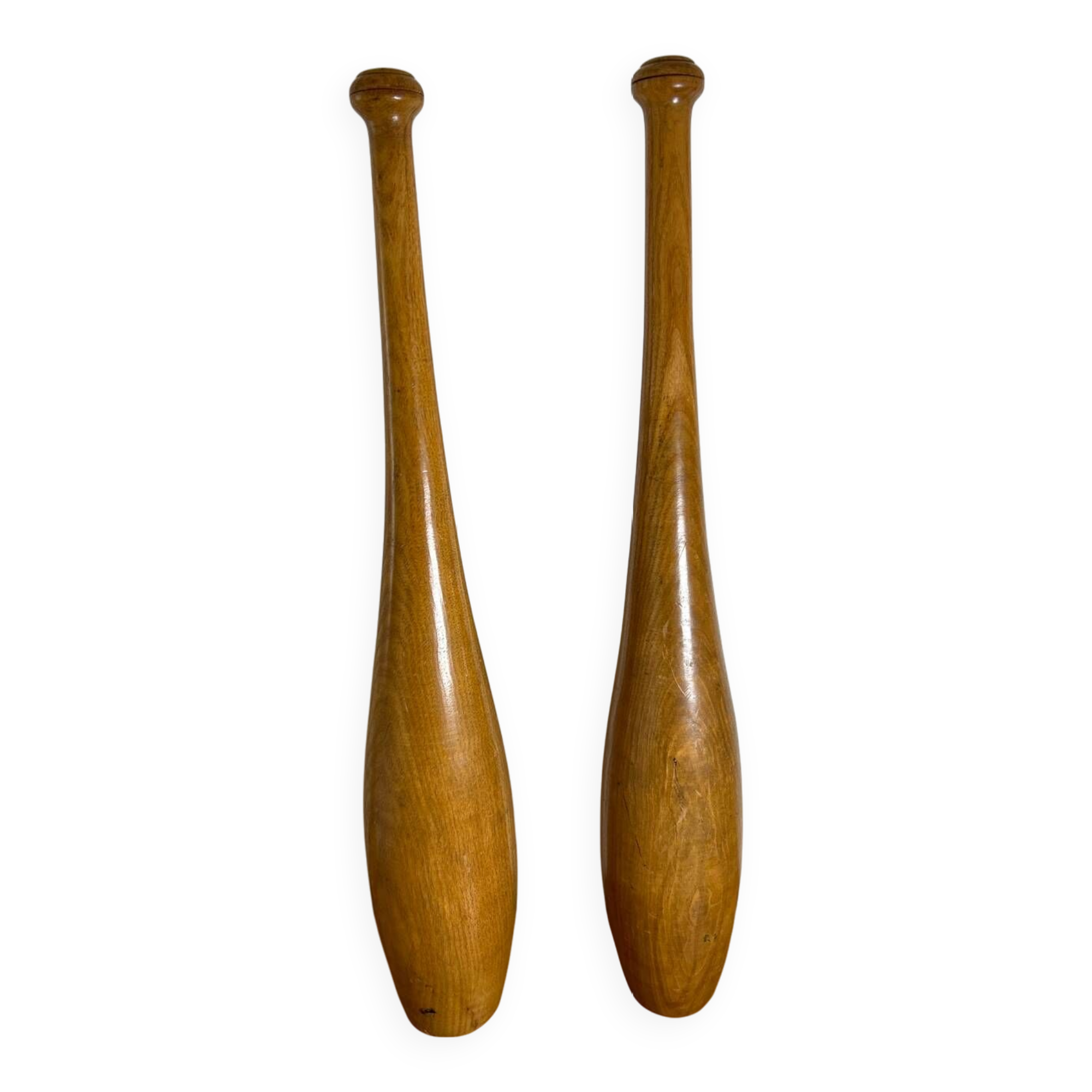 Pair of old juggling clubs