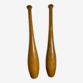 Pair of old juggling clubs