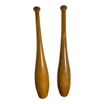 Pair of old juggling clubs