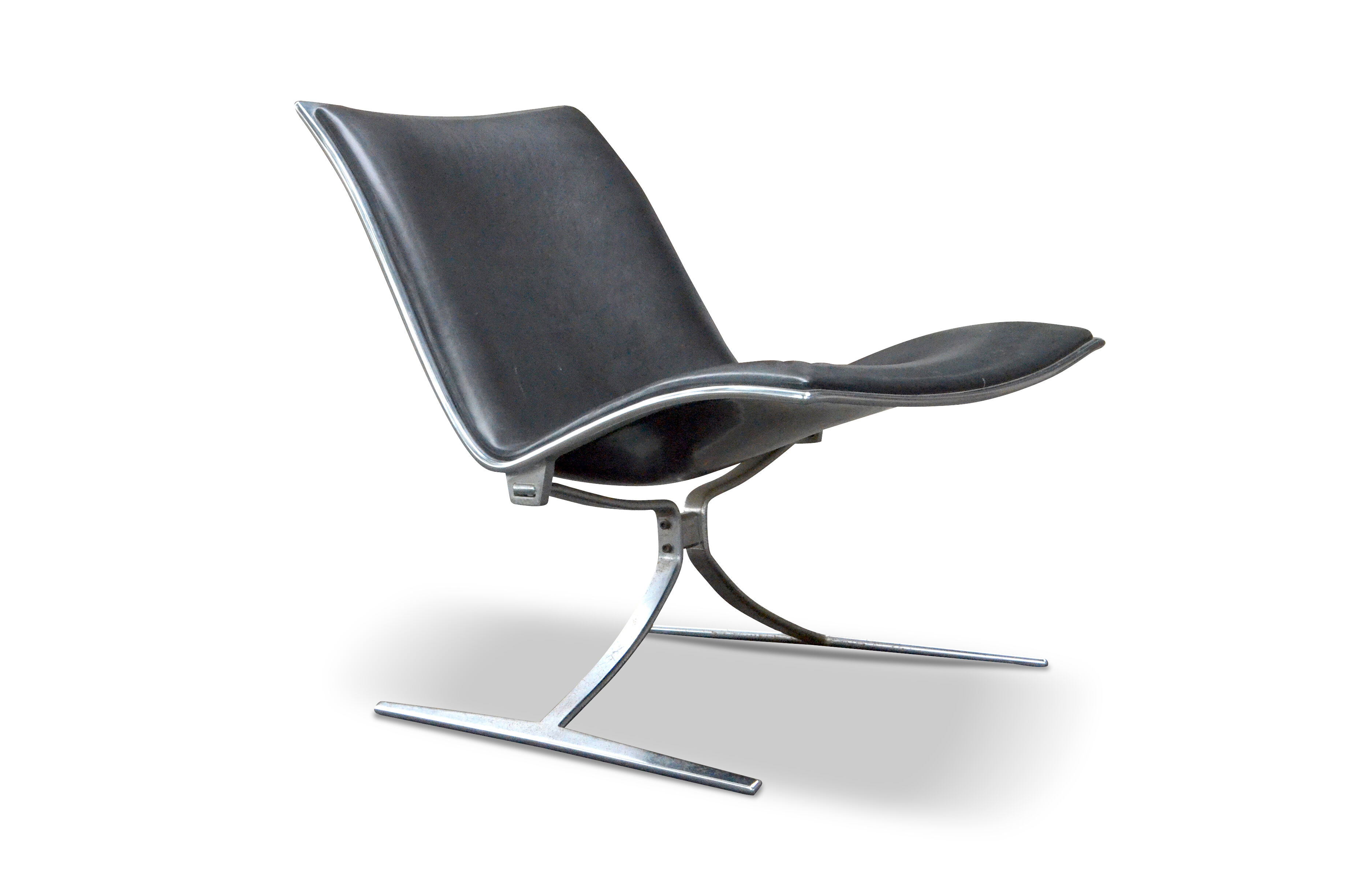 Armchair "Skater" by Jorgen Kastholm for KILL black leather 1st edition