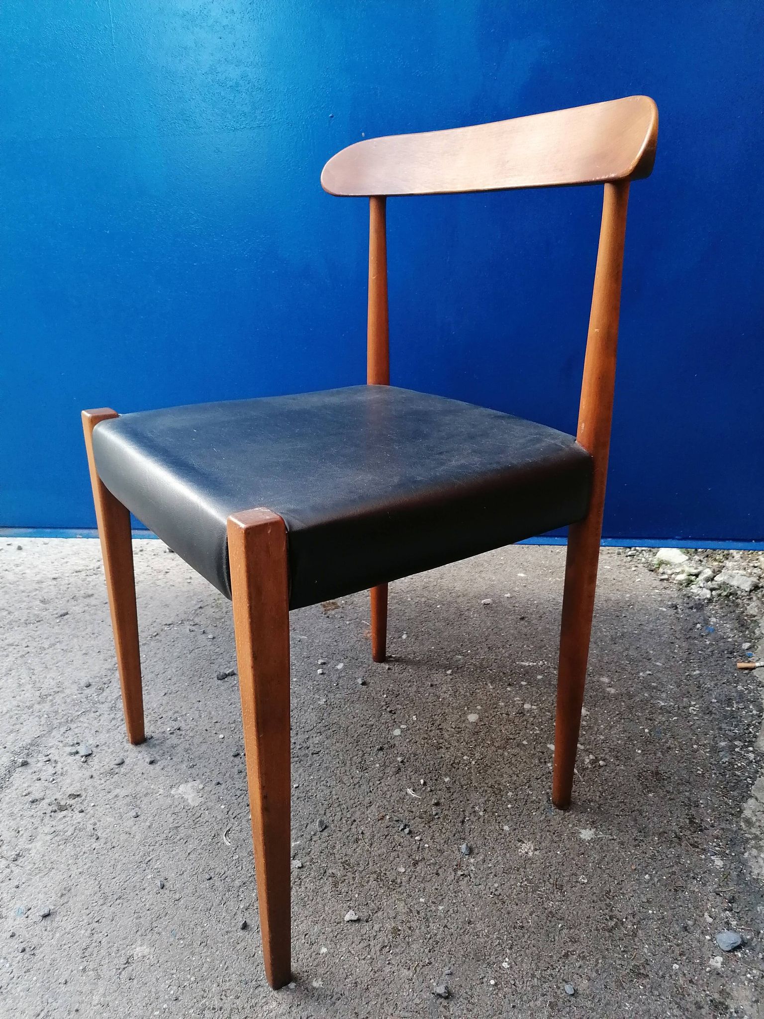 Scandinavian style teak and vintage faux chair 50 60 s