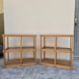 Pair of vintage pine bookcases and shelves, Maison Regain style, 1970s design