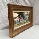Old painting signed Oil on cardboard dimension: height - 34cm - width -58cm -