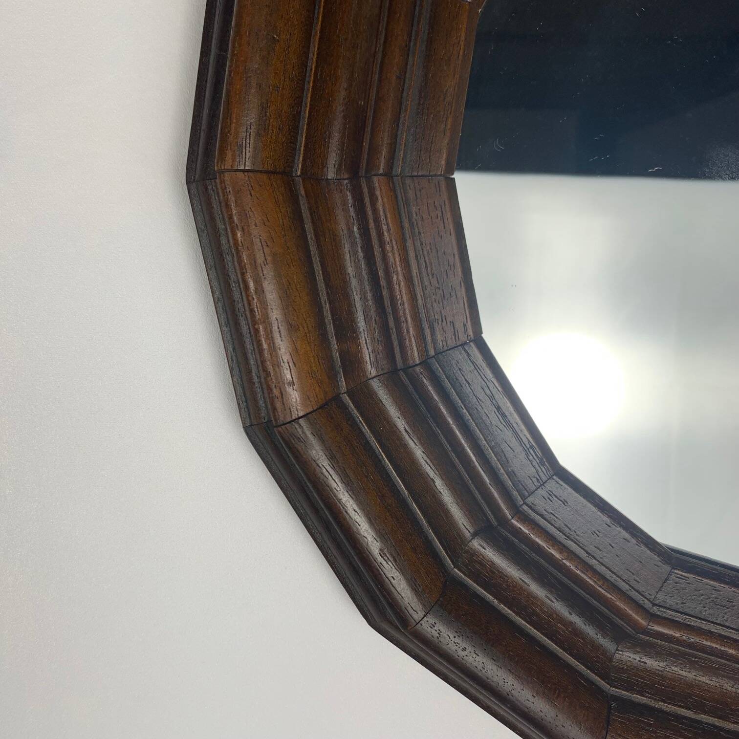 Small octagonal wooden mirror in neo-Renaissance / neo-Gothic style
