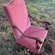 Armchair Voltaire or shepherdess and foot rest in pink velvet Louis XVI