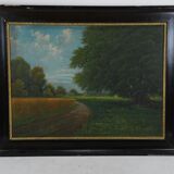 Tableau peinture du XIXe "paysage d'été"