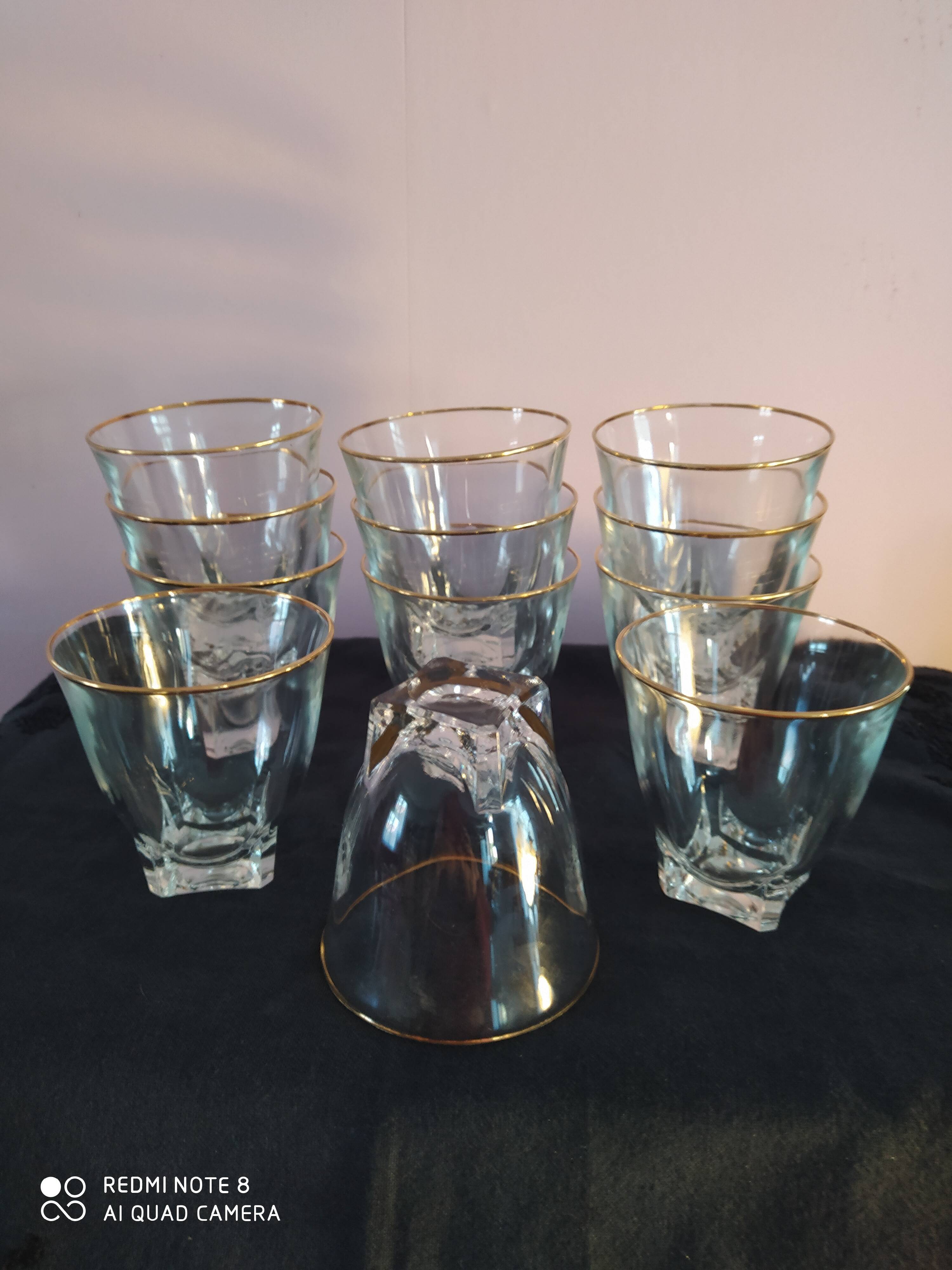 Series of 12 vintage wine glasses