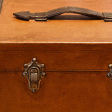 Leather and brass hat malle