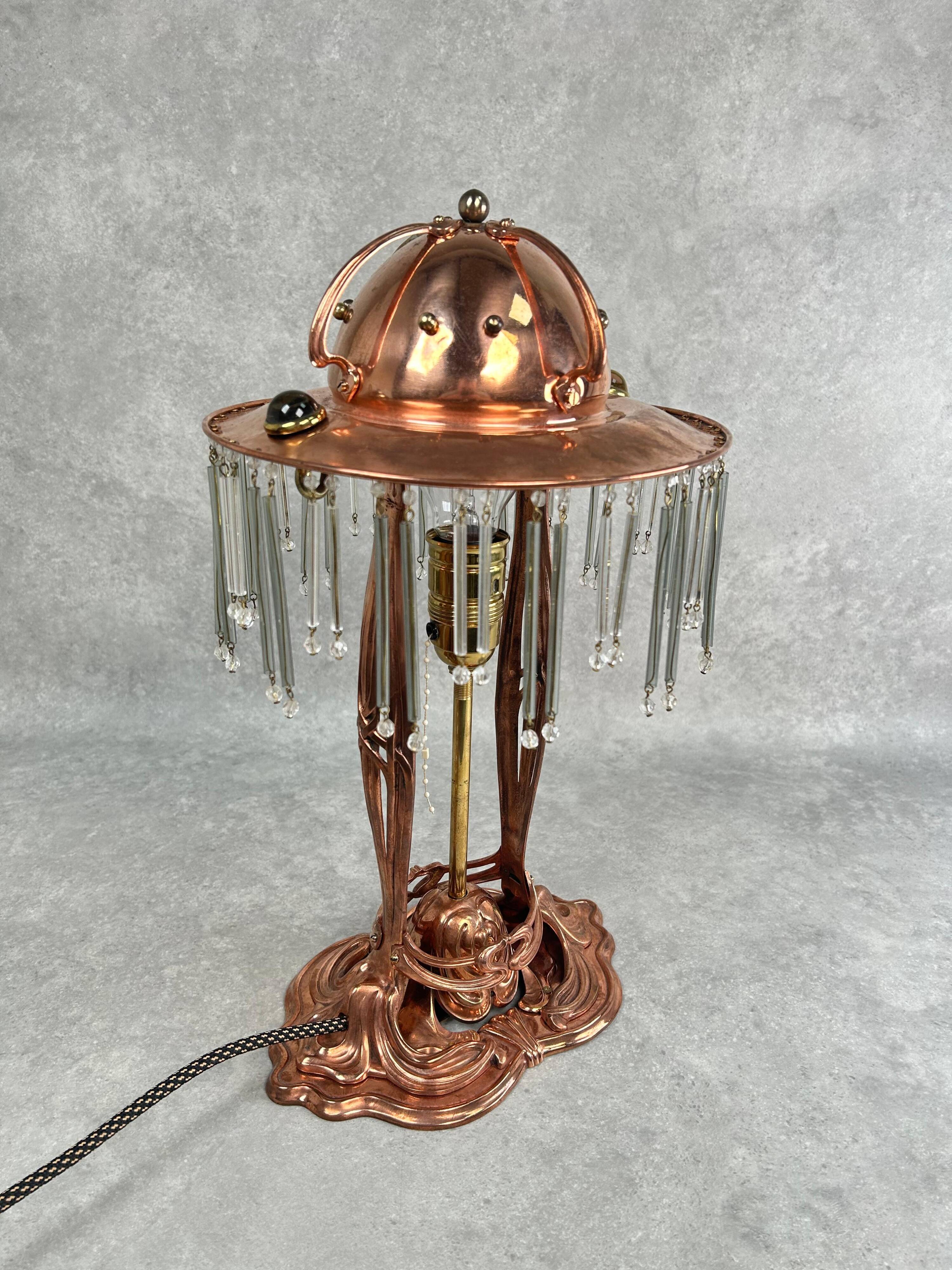 Lampe de table Jugendstil en cuivre