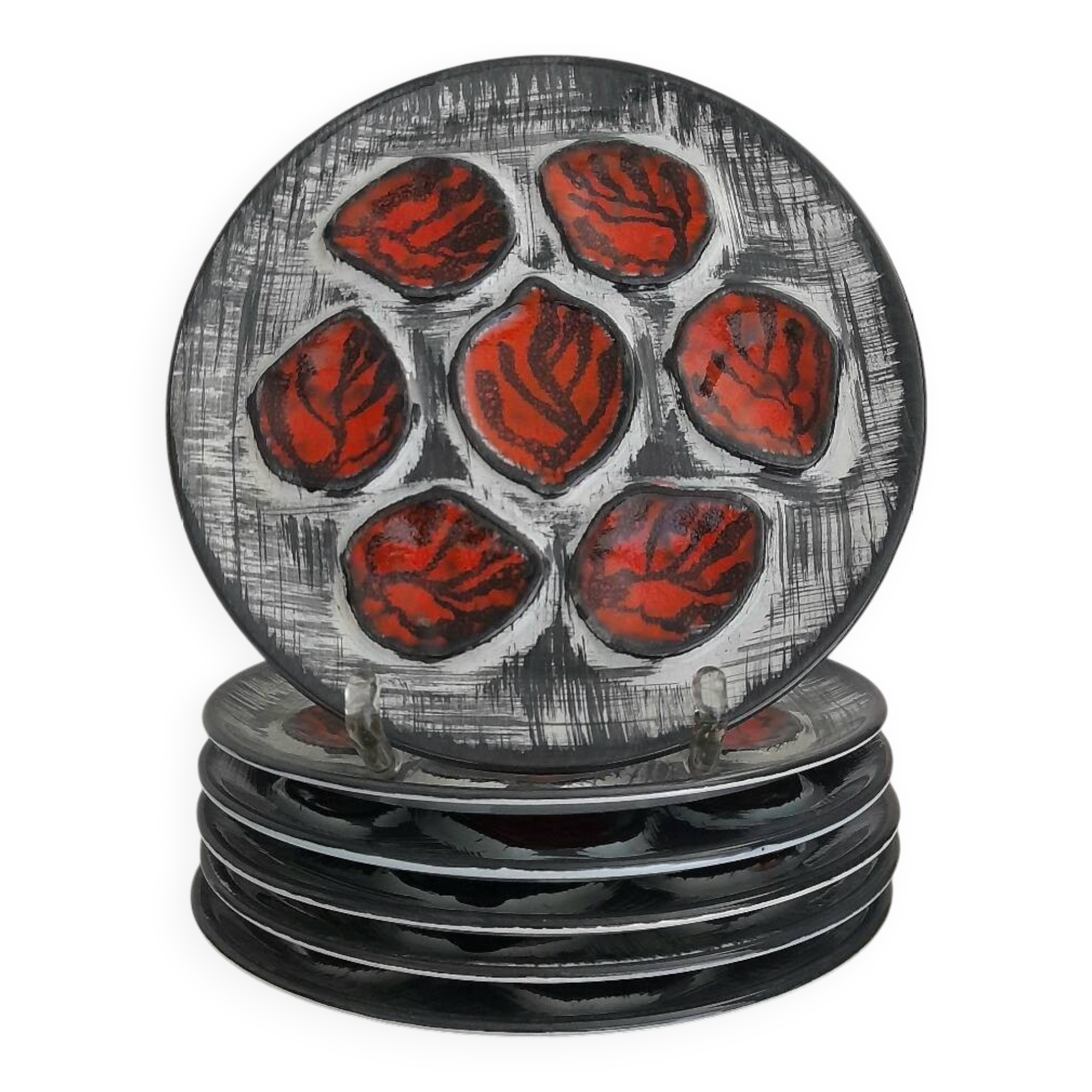 6 beautiful MBFA Pornic oyster plates