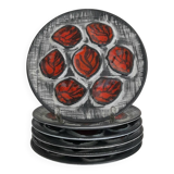 6 beautiful MBFA Pornic oyster plates