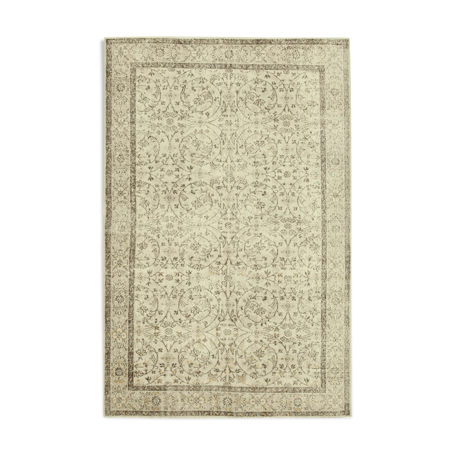 Handmade vintage oriental beige carpet 191 cm x 295 cm