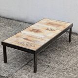 Roger Capron "herbarium" rectangular coffee table with patinated steel structure