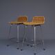 Chromed steel and rattan bar stools from Rohé Noordwolde, 1960s, Set of 2
