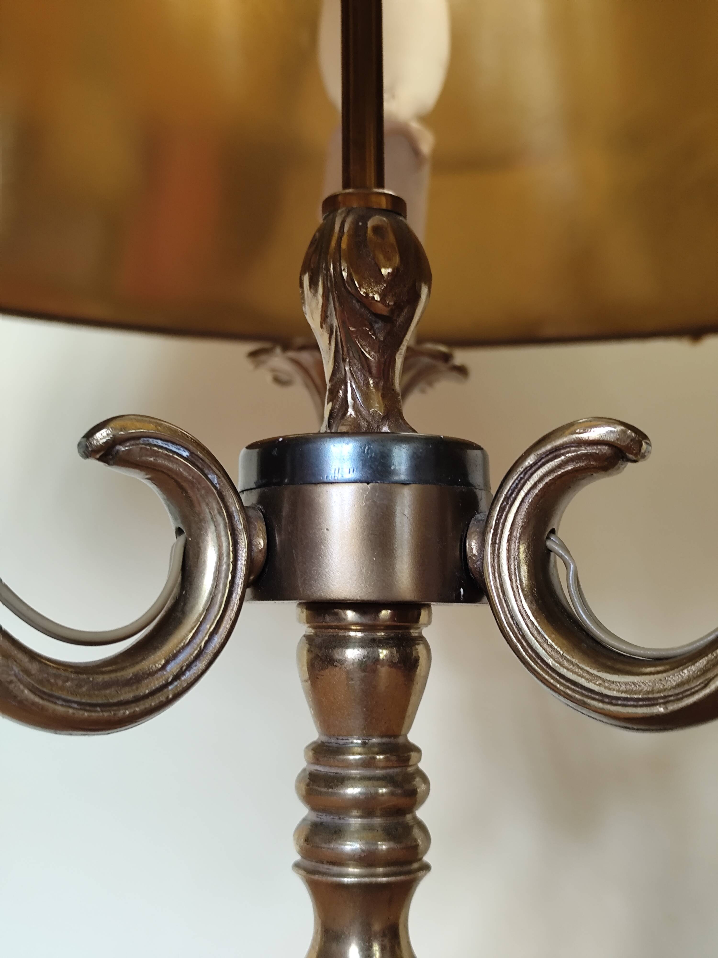 brass three-light bouillotte lamp, desk lamp