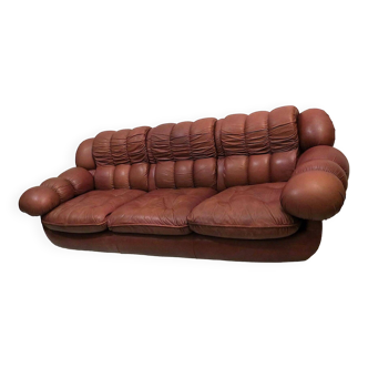 Mid century italian leather sofa after Rino Maturi, 1970s