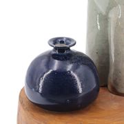 Midnight blue ceramic ball vase, 1970s