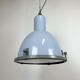 Bauhaus grey enamel industrial pendant lamp with glass cover, 1950s