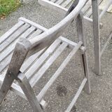 Pair of folding garden chairs in solid teak