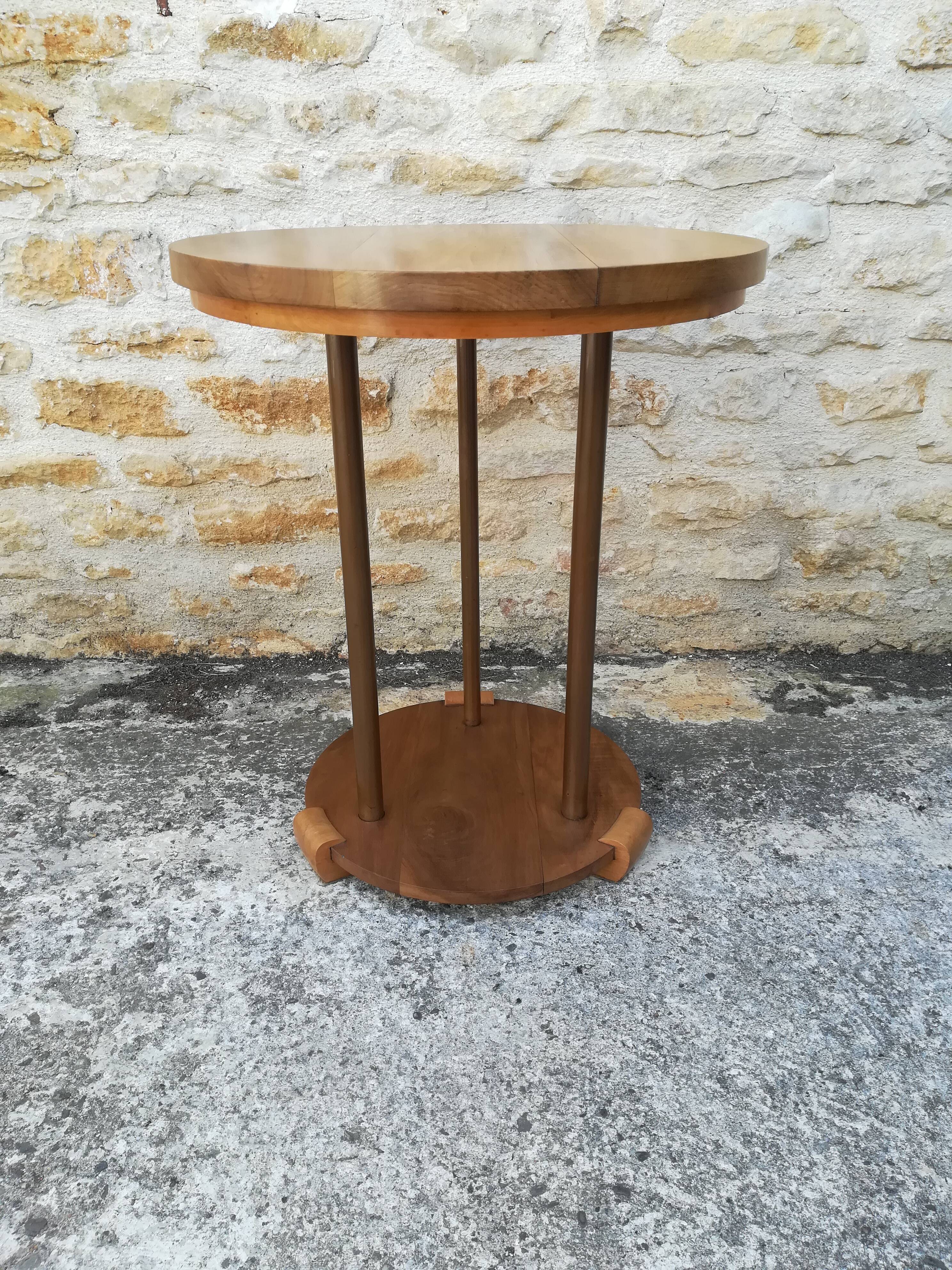 Walnut and copper pedestal table