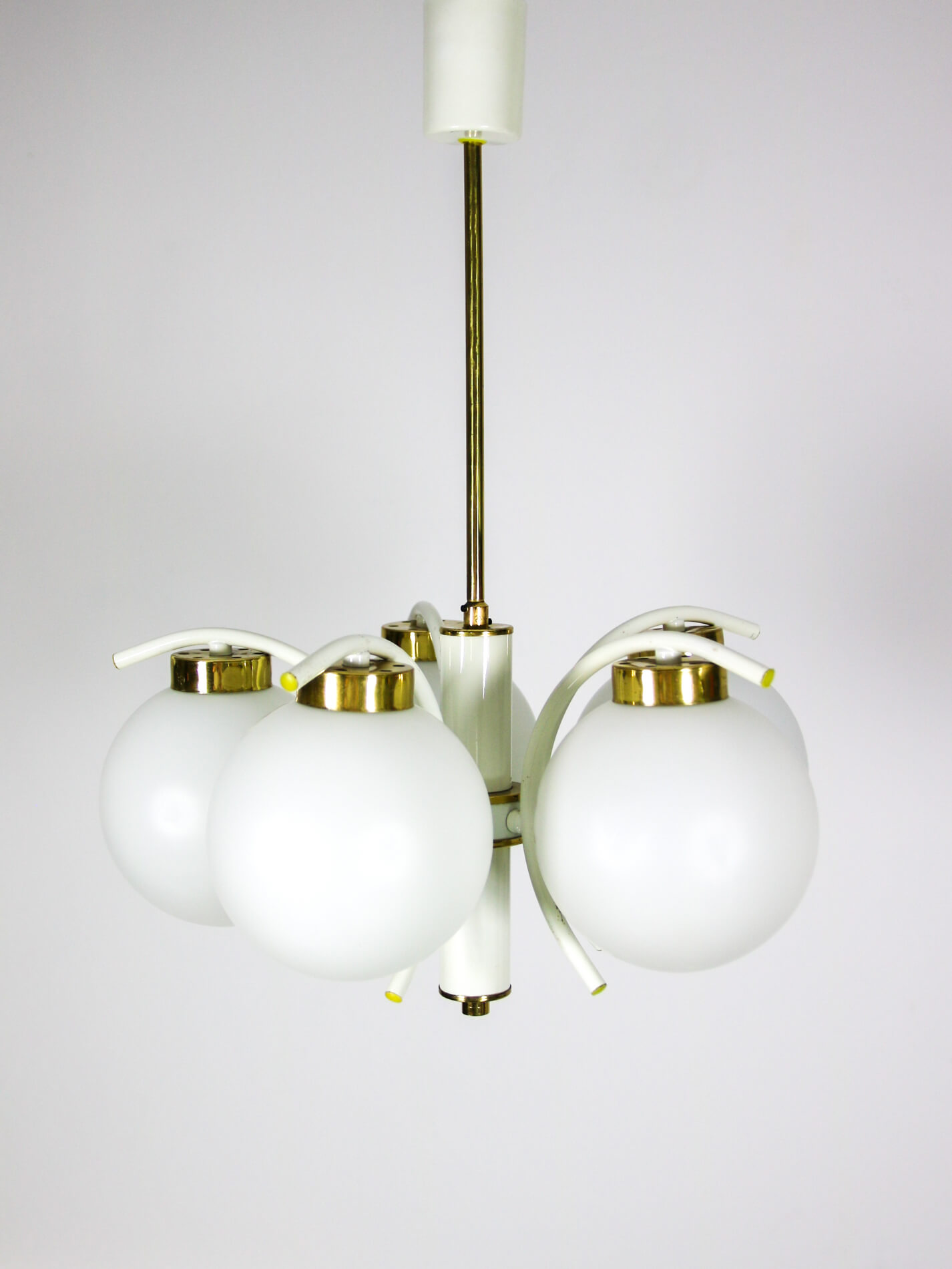 Lustre en laiton à 5 bras du milieu du siècle