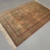 Vintage Turkish Silk Rug, 180x116 cm, Kayseri, Pink Blue Green, Handmade