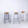 Set of 3 wood framed rush seat bar stools