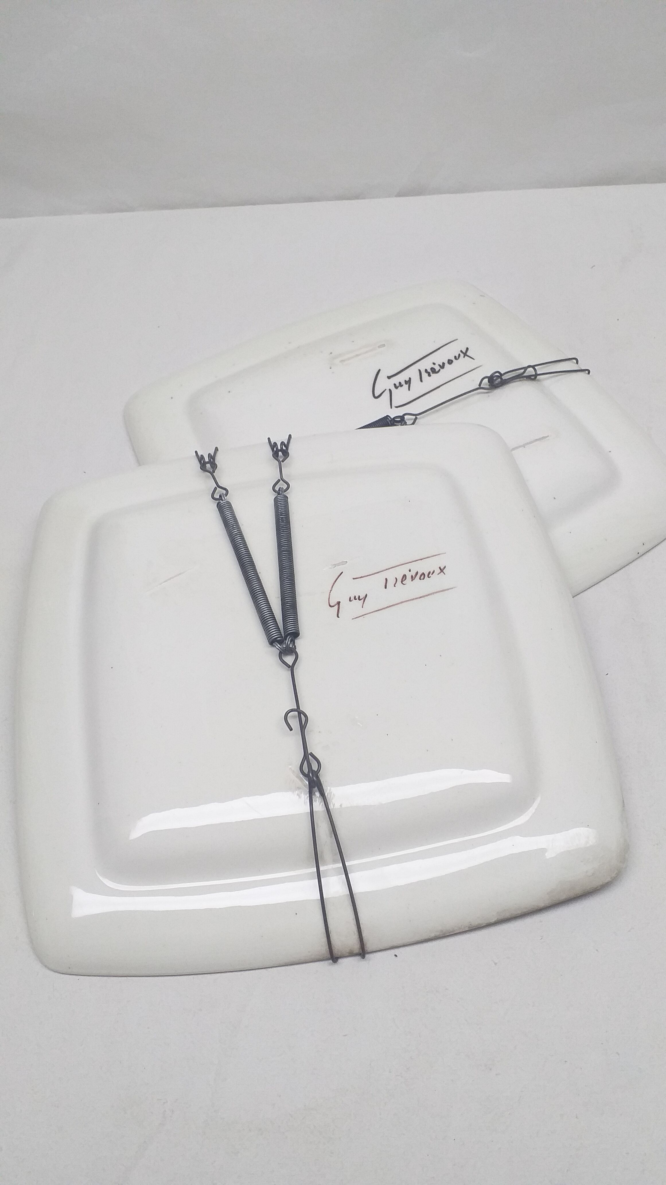 Lot 2 plates guy trevoux sailboat ship war ship