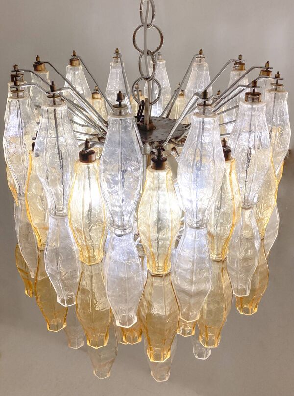 Mid-Century Murano Glass Chandelier ''Polyhedr'' by Carlo Scarpa for Venini, Italy, 1960s