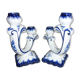 Pair of 2-pointed ceramic candlesticks from Portugal