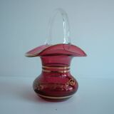 Crystal, gilded basket, Bohemia Crystal, Czechoslovakia, 1960's.