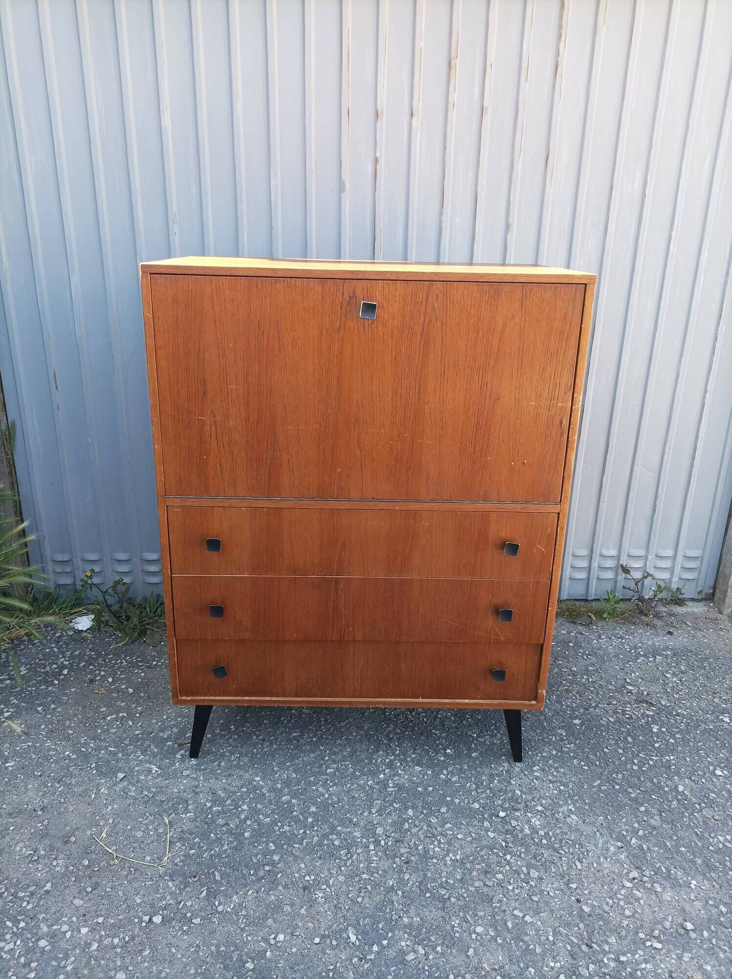 Old secretary cabinet scandinavian dresser vintage compass feet