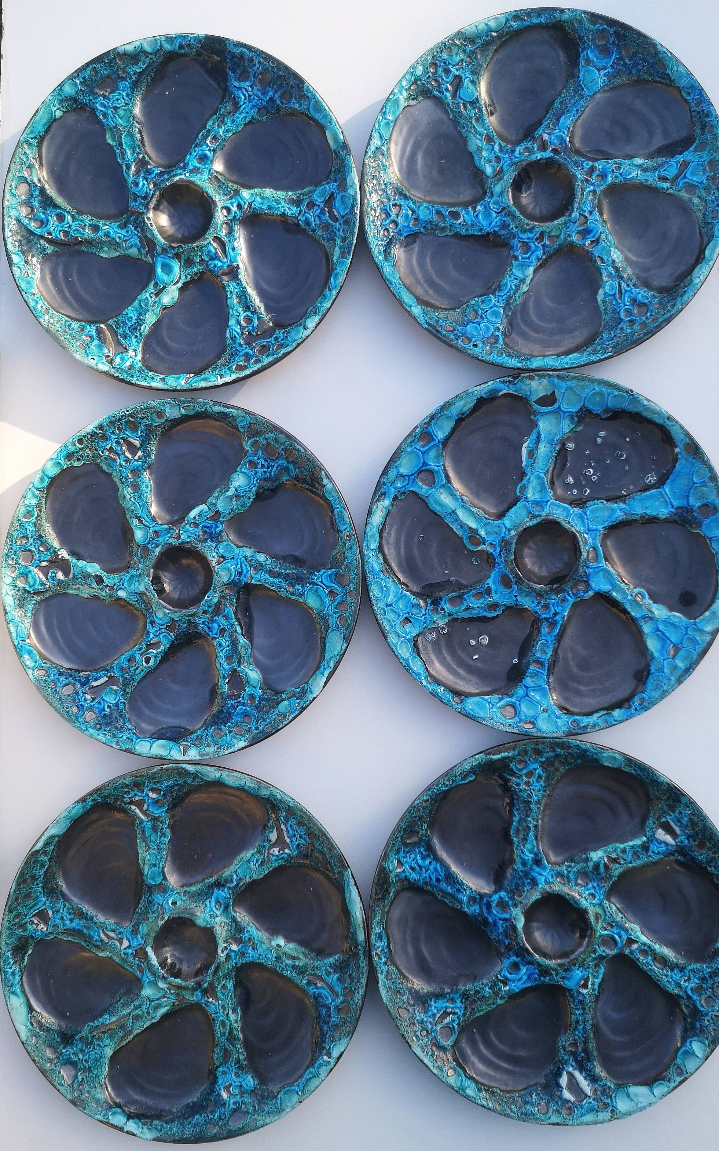 Vintage Fat Lava Oyster Plates