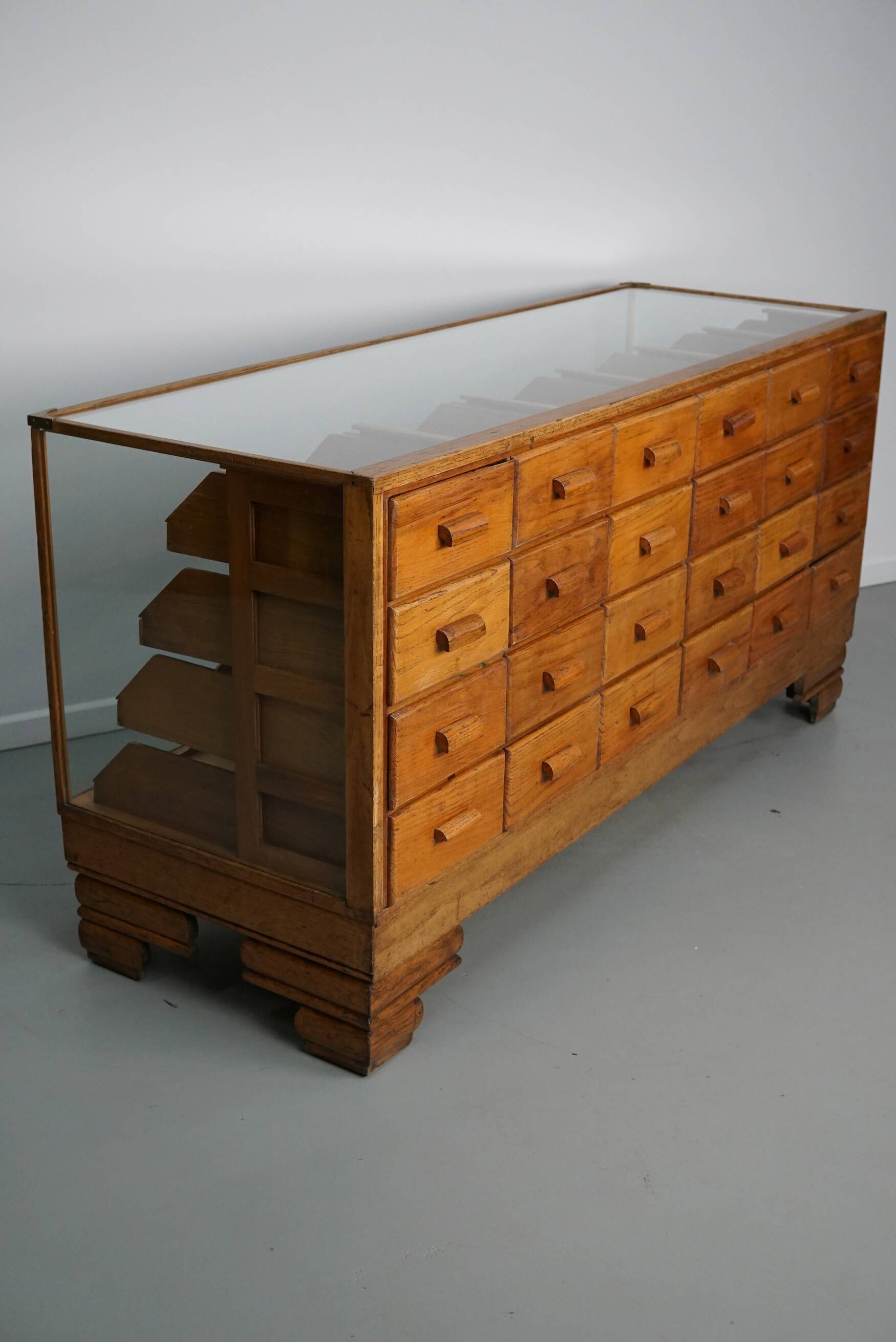 Antique British Oak Haberdashery Cabinet or Shop Counter, 1920/30s