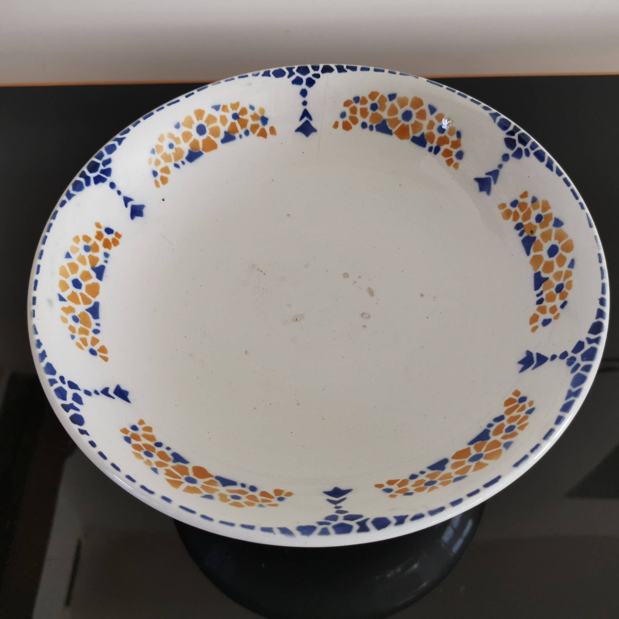 Old earthenware compote bowl L'Amandinoise St Amand France